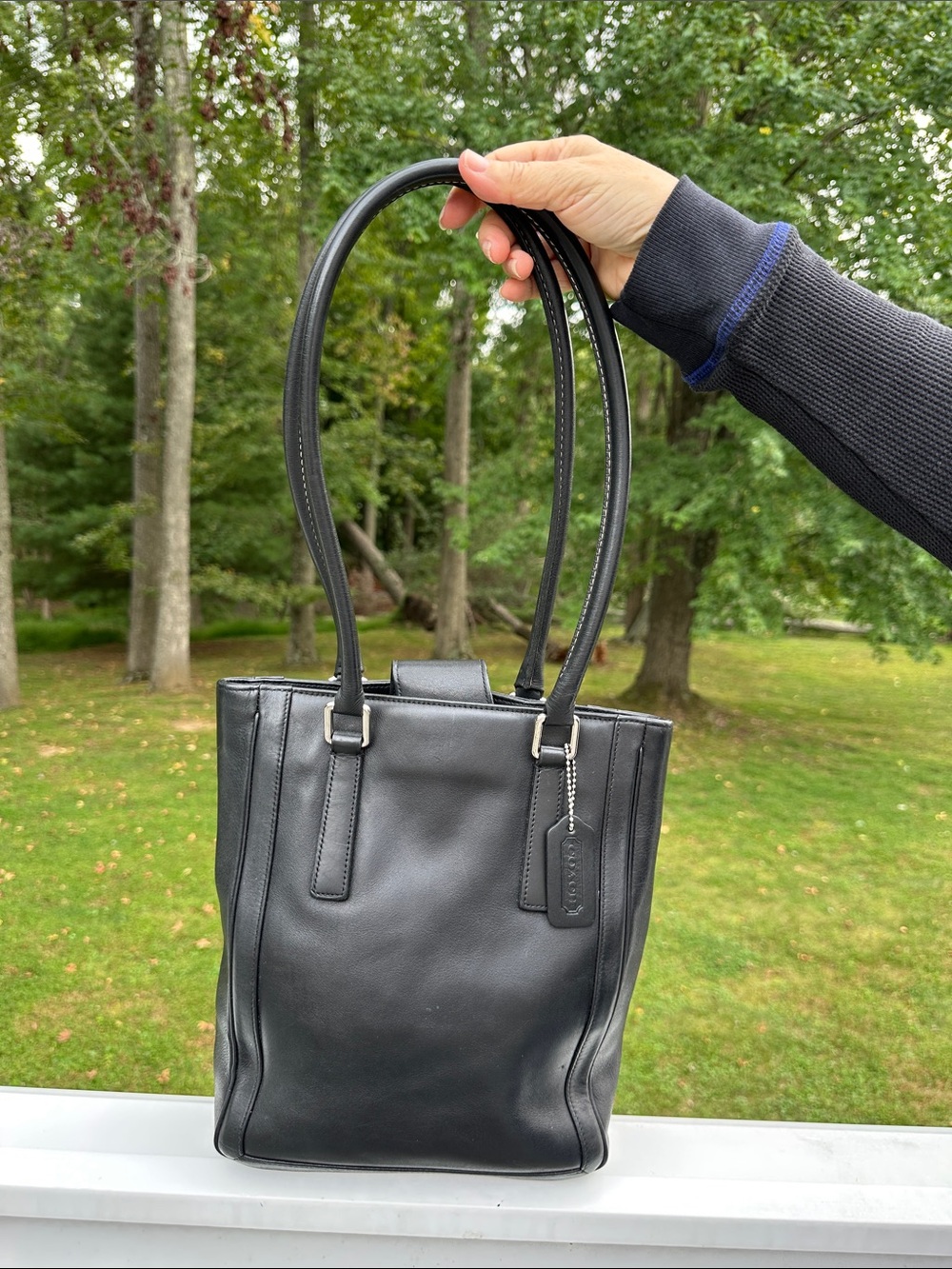 Vintage Coach Black Leather Tote Bag